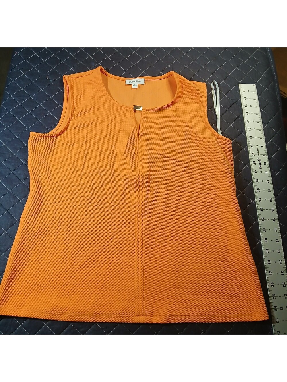 Calvin Klein Orange Sleeveless Knit Top XL